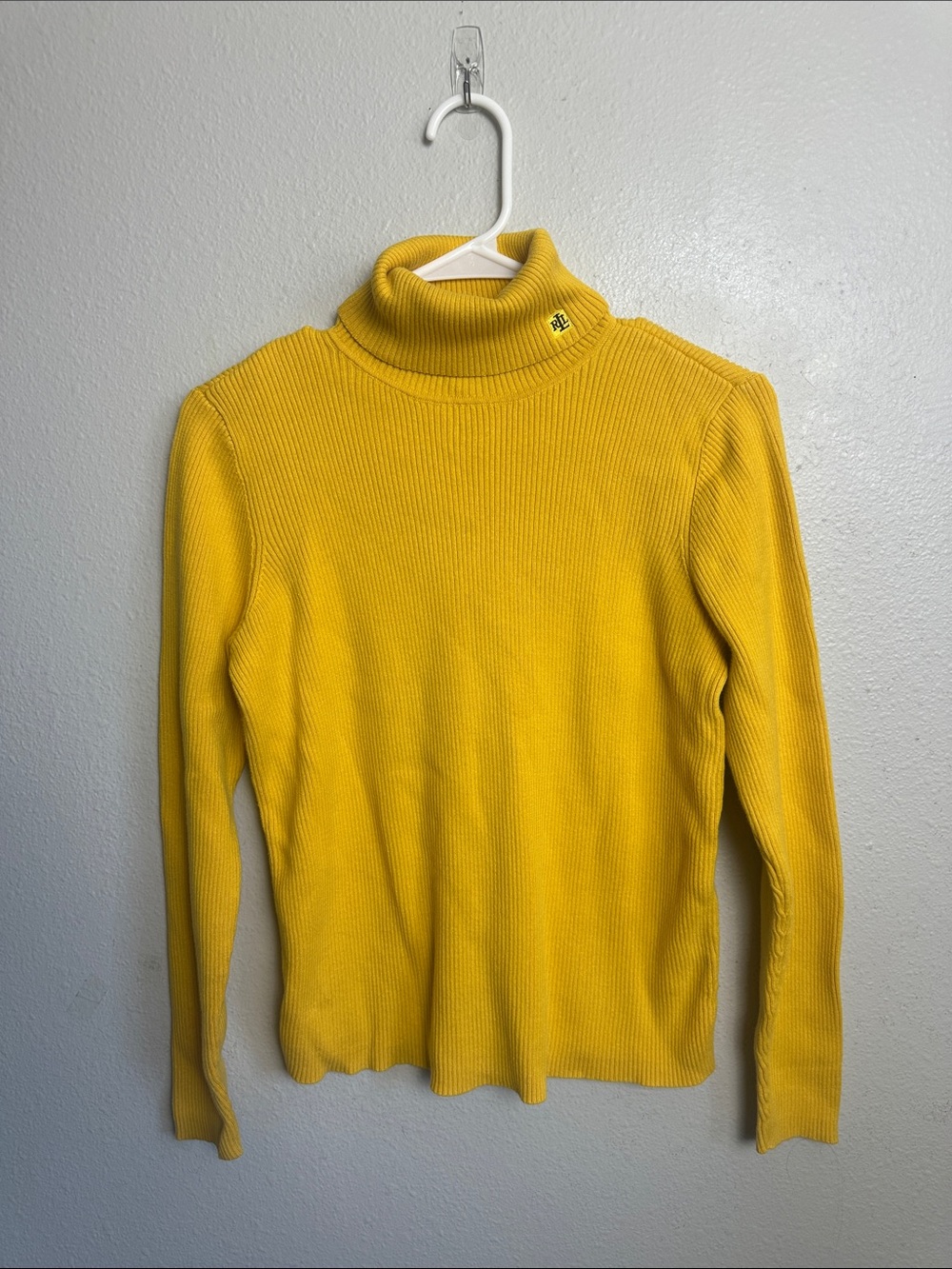 Ralph Lauren Yellow Ribbed Turtleneck Sweater - Women's - Picture 1 of 4